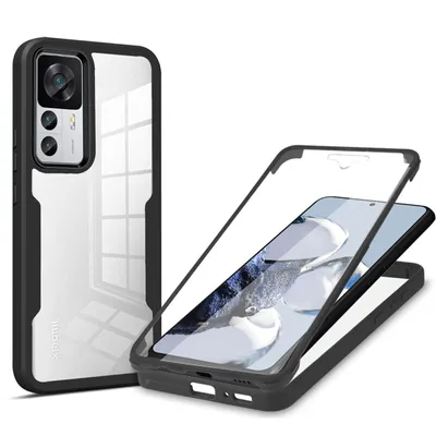 A phone case and a disassembled phone with a case on a white background.