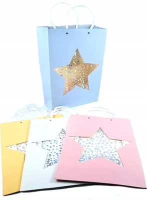 Produktbild von Geschenkbeutel Stern 31x44cm - Große Papiertüte mit Griff für Weihnachten & Geburtstag