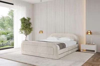 Produktbild von ALTDECOR Polsterbett mit Bettkasten - LERIS-Z-v1 180x200 Beige- Bett mit Kopfteil und Fußteil, Boxbett ohne Matratze, Doppelbett mit Stauraum