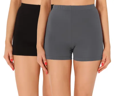 Produktbild von Merry Style Damen Shorts Radlerhose Boxershorts aus Baumwolle 2Pack MS10-358 (Schwarz/Grau (2Pack), XXL)