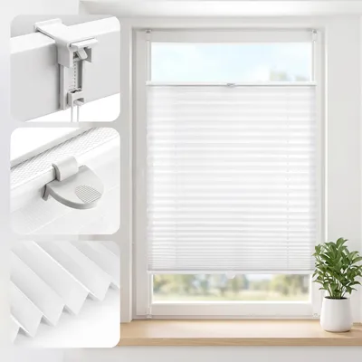 Produktbild von Salcar Plissee Plissee ohne Bohren Klemmfix Rollo Verspannt für Fenster Lichtschutz Blickdicht mit Klemmträger Fixmaß für Fenster und Türen