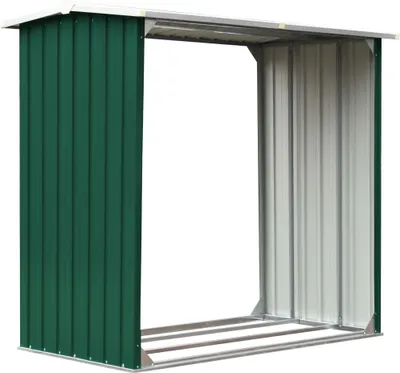 Zdjęcie produktu dla vidaXL Schowek na drewno opałowe Stal ocynkowana 172x91x154 cm Zielony