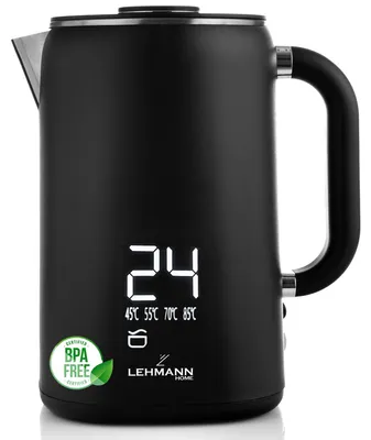 Wasserkocher 1,7 L, Temperaturregelung 45–100 °C, Touch-Display, schwarz