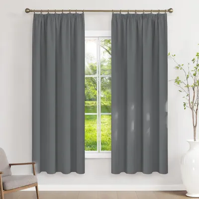 Zdjęcie produktu dla Solidchoice - Zasłony termoizolacyjne z taśmą marszczącą - Zasłony gęste, jasnoszare, 175x140 cm, zestaw 2 sztuki