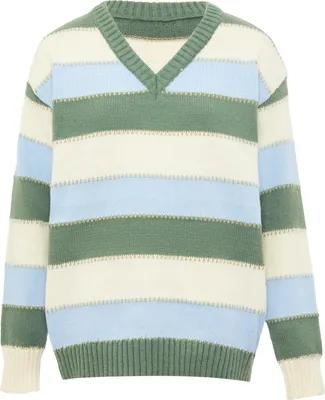 Image de Pull pour femme Jalene - rayures multicolores bleues, XL/XXL