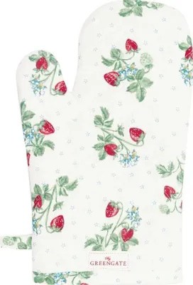 Produktbild von Greengate Ofenhandschuh BERRY Weiß mit Erdbeeren