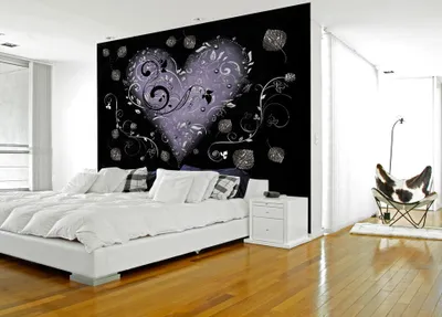 Produktbild von Vlies Fototapete 350x256 cm Tapeten Wandtapete XXL Herz schwarz rot grau violett grau f-A-0067-a-d
