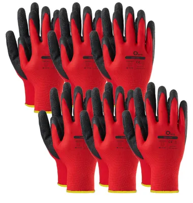 Produktbild von 6 Paar Arbeitshandschuhe Gr. 8 Latex beschichtet Late Red Montagehandschuhe