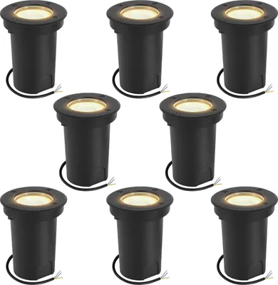 Produktbild von Aopunly 8x 3W Bodenleuchte Schwenkbar IP67 Außen LED Bodeneinbaustrahler Bodenstrahler Bodenlampe Warmweiß - Schwarz Gehäuse