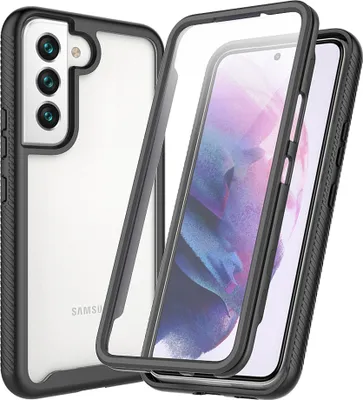 Image de Etui pour Samsung Galaxy S22 5G, bumper avec protecteur d'écran 360° intégré, étui de protection intégrale noir
