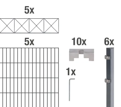 Produktbild von Alberts Doppelstabmattenzaun Nexus, Höhe 100 cm, Länge 10 m, 2 m Matte, anthrazit, zum Einbetonieren