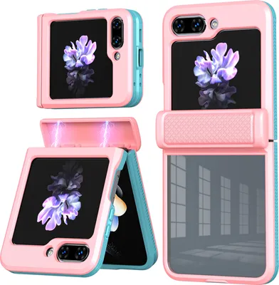 Immagine prodotto di Custodia per Samsung Galaxy Z Flip 5 Custodia ibrida trasparente in TPU con protezione della cerniera Rosa