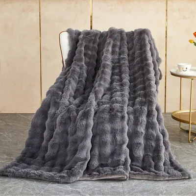 Produktbild von （200*160cm,dunkelgrau）Superweiche Decke aus Kunstfell Doppelseitige Decke Weiche,  Kaninchen-Plüschdecke Multifunktionale Sofadecke Weiche Warme Geeignet für Betten und Sofas