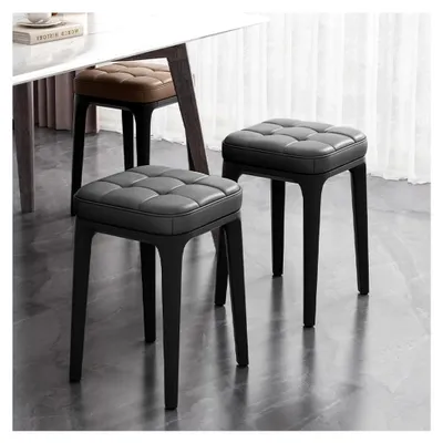 Produktbild von 2er Set Esszimmerhocker, Holzhocker mit rutschfester Matte, stapelbare Hocker für Klassenzimmer, Küche, Essbereich oder Home-Pub (Grau 9)
