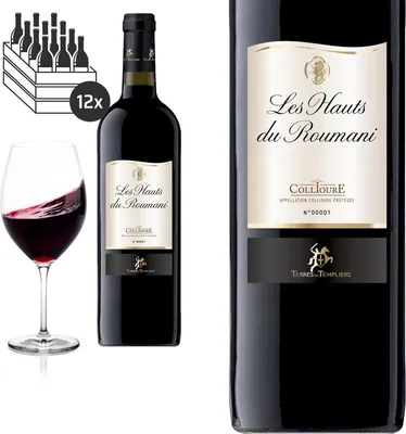 Produktbild von 12er Karton 2019 Collioure Les Hauts du Roumani von Terres des Templiers - Rotwein