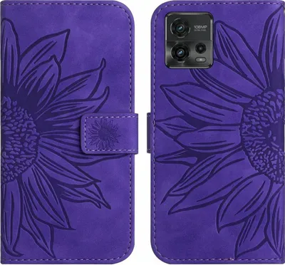 Produktbild von Mobigear Sunflower  Motorola Moto G72 Hülle Klapphülle Geldbörse - Lila