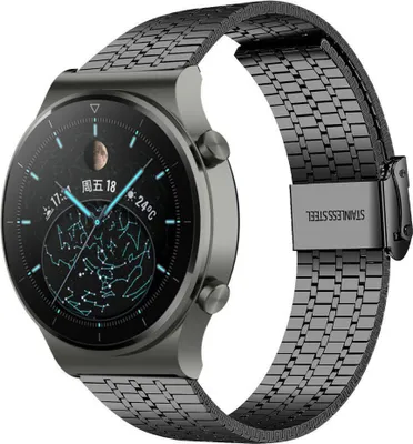 Produktbild von Strap-it Huawei Watch GT 2 Pro Edelstahlarmband (Schwarz)