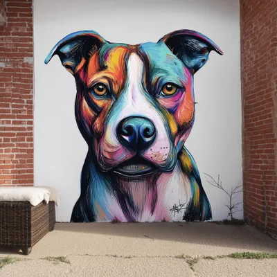 farbenfroher Pitbull-Kopf – Decords Wandtattoo, Produktansicht 1