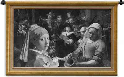 Produktbild von MuchoWow® Wandteppich Wandbehang Kunst - Alte Meister - Gold - Liste 90x60 cm Tapisserie Dekoration Wandtuch - Wandskulpturen - Bildteppich
