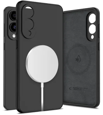Produktbild von Tech-Protect Flüssigsilikon MagSafe-Hülle für Samsung Galaxy S25 Edge - Schwarz