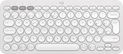 Produktbild von Logitech Pebble Keys 2 K380s, Mini, Kabellos, Bluetooth, Scherenschalter, QWERTY, Weiß
