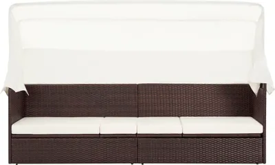 Obrázok produktu pre vidaXL Záhradná pohovka so slnečnou strieškou Poly ratan Brown