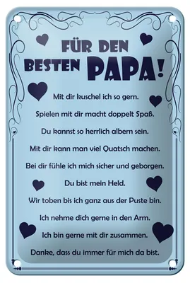 Produktbild von Blechschild Spruch 12x18cm Für den besten Papa
