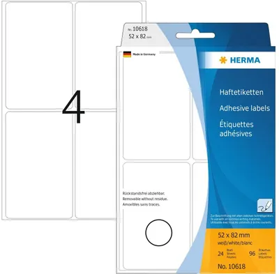 Produktbild von Vielzwecketikett 52x82mm ablösbar weiß VE=10x96 Etiketten