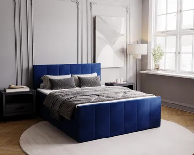Produktbild von ADIDAR Boxspringbett Nicola 160x200cm mit Matratze - Polsterbett mit Holzrahmen Bett, Topper, Bettkasten Edle Optik (Orientblau - Amor Velvet 4315)