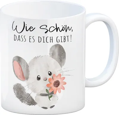 Produktbild von Chinchilla Kaffeebecher mit Spruch Wie schön dass es dich gibt