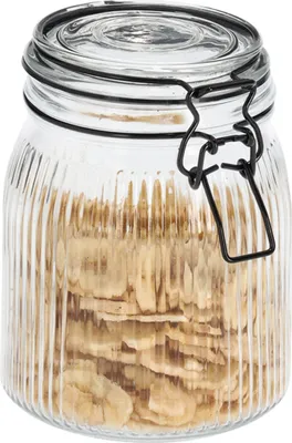 Produktbild von ZELLER 19665 Vorratsglas 1000 ml mit schwarzem Bügelverschluss, Glas/Metall, ca. Ø 11,3 x 15,3 cm