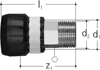 Produktbild von Sanipex MT Einlegeteil mit Aussengewinde und Überwurfmutter 26 mm x 3/4"