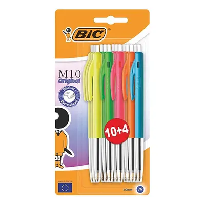 Image de Bic - stylo à bille M10 Original Ultracolours, blister de 10 + 4 s