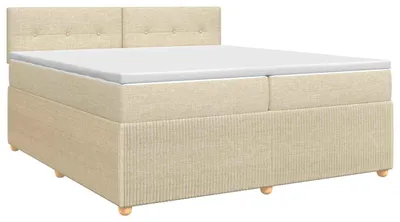 Zdjęcie produktu dla vidaXL Łóżko sprężynowe z materacem kremowe 200 x 200 cm tkanina