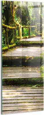 Produktbild von Designer Glasbild - Wandbild - Glas Bild - 50x125 cm - Holzsteg - Agrotourismus