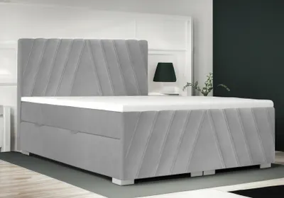 Produktbild von Boxspringbett SOFIA Bett mit Matratze Stauraum gepolstertes Schlafzimmer Doppelbett Topper (160x200, Hellgrau - Itaka 51)