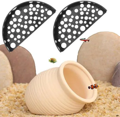 Obrázek produktu pro Dekorace do akvária – úkryt pro krevety ve tvaru půlměsíce – sada 3 kusů