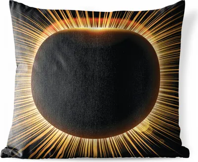 Produktbild von MuchoWow® Outdoor Kissen - Eine Illustration einer Sonnenfinsternis mit goldenen Strahlen - 45x45 cm - Wetterfest - Lounge Kissen - Fotokissen - Dekoratives Kissen