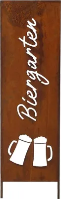 Produktbild von Schild Spruchtafel Gartenschild Edelrost rostige Gartendeko 115cm Edelrost Biergarten