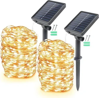 Image de Guirlande lumineuse LED blanc chaud, 2 x 17 m, étanche, pour l'extérieur