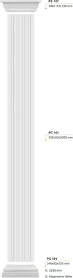 Produktbild von PRESTIGE DECOR Pilaster 2250x380x112mm Halbsäule Kunstharzputz weiß, Fassadenverkleidung außen Wandverkleidung innen Wandpfeiler (Komplettset 1, Schaftbreite 255mm)