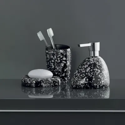 Produktbild von Spirella Seifenschale Steinoptik dekorative Badausstattung Seifenablage "Etna" Maße: 15 x 11 x 3 cm - Schwarz Glitzer