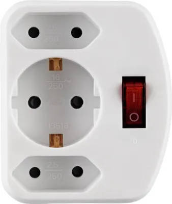Produktbild von REV 3-fach Kombi-Adapter mit Schalter weiss (00135101)