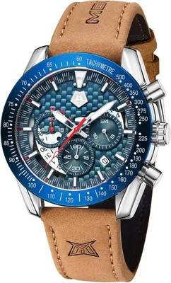 Produktbild von MEGALITH Chronograph Herren Uhr – Analog, Wasserdicht, Quarzuhr mit Kalender, Lederarmband, Retro Design, Business & Casual Armbanduhr für Männer