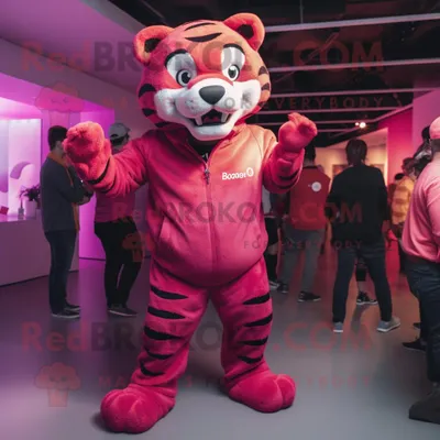 Obrázek produktu pro Postava REDBROKOLY maskota purpurového tygra oblečená v kalhotách a čepicích