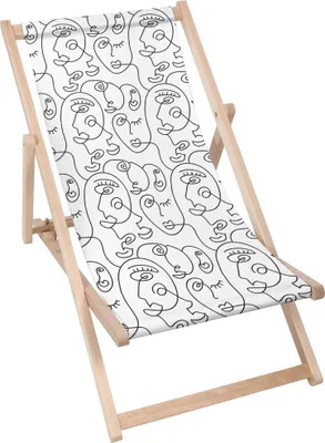 Produktbild von Dreamroots Liegestuhl klappbar Holz, Buchenholz bis zu 130kg,Sonnenliege klappbar mit 3-stufiger Neigungsregulierung der Rückenlehne,AbstractFaceWhite