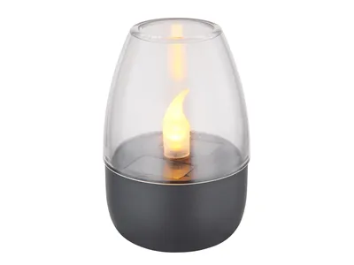 Produktbild von LED Solarleuchte Deko Windlicht Grau, Gartenbeleuchtung Terrasse & Balkon, H 9cm