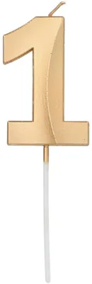 Produktbild von Kerze Glamour Ziffer / Zahl 1 Gold Metallic