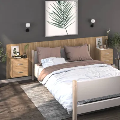 Produktbild von vidaXL Wand Nachttische 2 Stk. Sonoma Eiche - Wand-Nachttisch - Wand-Nachttische - Schwebender Nachttisch - Wand-Nachtschrank