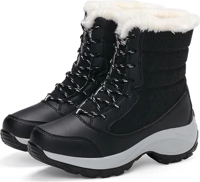 Produktbild von Schneestiefel Damen Plateaustiefel Rutschfeste Frauen Winterschuhe Pelz Warme Stiefeletten für Frauen Keile Wasserdicht Oberschenkel Hohe Stiefel,Schwarz,Größe 40